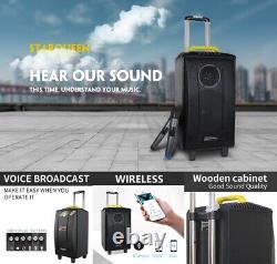 Haut-parleurs Bluetooth Portable Wireless Heavy Bass Woofer Party Karaoke Aux Usb Sd