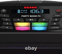 Ion Party Boom FX- Haut-Parleur Rechargeable Haute Puissance de 100W avec Lumières, Boost de Basses