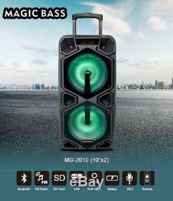 Mg Sp-210rbt Système De Haut-parleurs De Fête Karaoké Rechargeable Bluetooth 4000w Magicbass