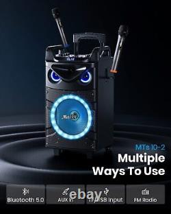 Moukey 160W Machine de karaoké Bluetooth 10 Haut-parleur Système de sonorisation DJ Lumières de fête