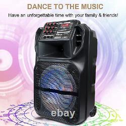 Portable 15 Bluetooth Haut-parleur Subwoofer Heavy Bass Party Dj System MIC Aux Fm