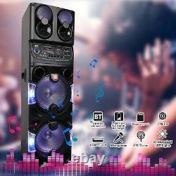 Portable Dual 10'' Subwoofer Bluetooth Party Speaker Usb Fm Radio Karaok Led MIC