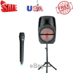 Portable Haut-parleur Loud Party Bluetooth 7,500w 15 Pouces Sans Fil Microphone Et Stand