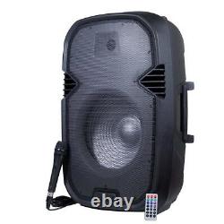Pro 15 Portable Bluetooth Bass Outdoor Party Speaker W Led Lights & Microphone