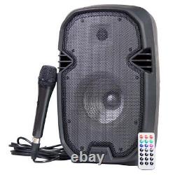 Pro 8 Portable Bluetooth Bass Outdoor Party Speaker W Led Lights & Microphone