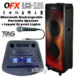 Qfx Lcs-120 Bluetooth Pa Party Speaker Cristal Liquide Led Dual 12 Tws Usb Fm Sd