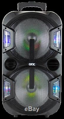 Qfx Pbx-210 Système De Haut-parleurs De Fête Karaoké Rechargeable Avec Bluetooth 2x10