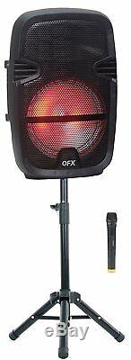 Qfx Pbx-61087 Haut-parleur De Fête Portable Avec Support Et Microphone Sans Fil