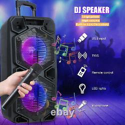 Rechargeable Dual 10'' Bt Bass Party Speaker Led Fm Aux Tf Avec MIC Remote Portable