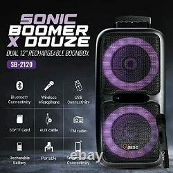 Sonicboomer X Douze Portable Bluetooth Party Speaker Dual 12 Woofers Avec LI