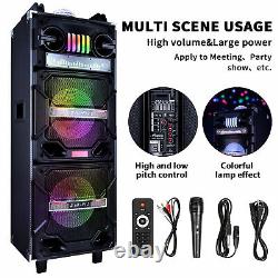 Système de son haute fidélité pour fête avec haut-parleur Bluetooth SubWooter Dual 10, LED, microphone, télécommande et radio FM.